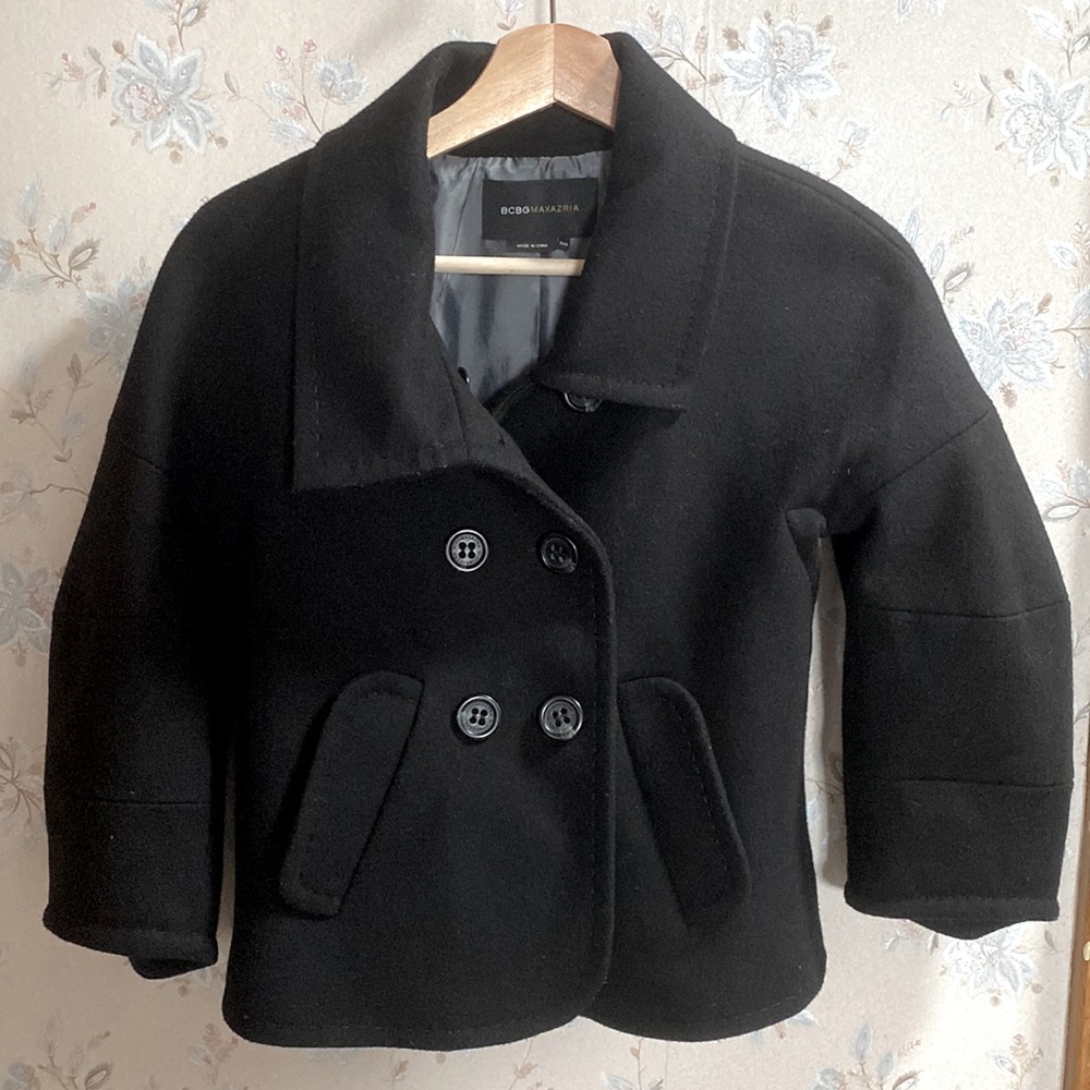 BCBGMaxazria black wool cashmere coat XXS